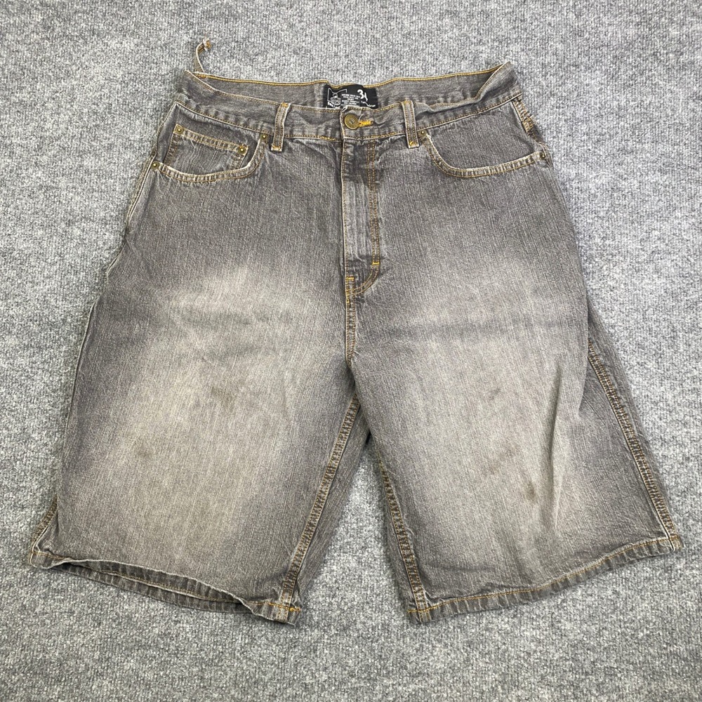 Foot Locker Mens Denim Jorts Gray Faded Relaxed Fit Size 34 Cotton Contrast Y2K